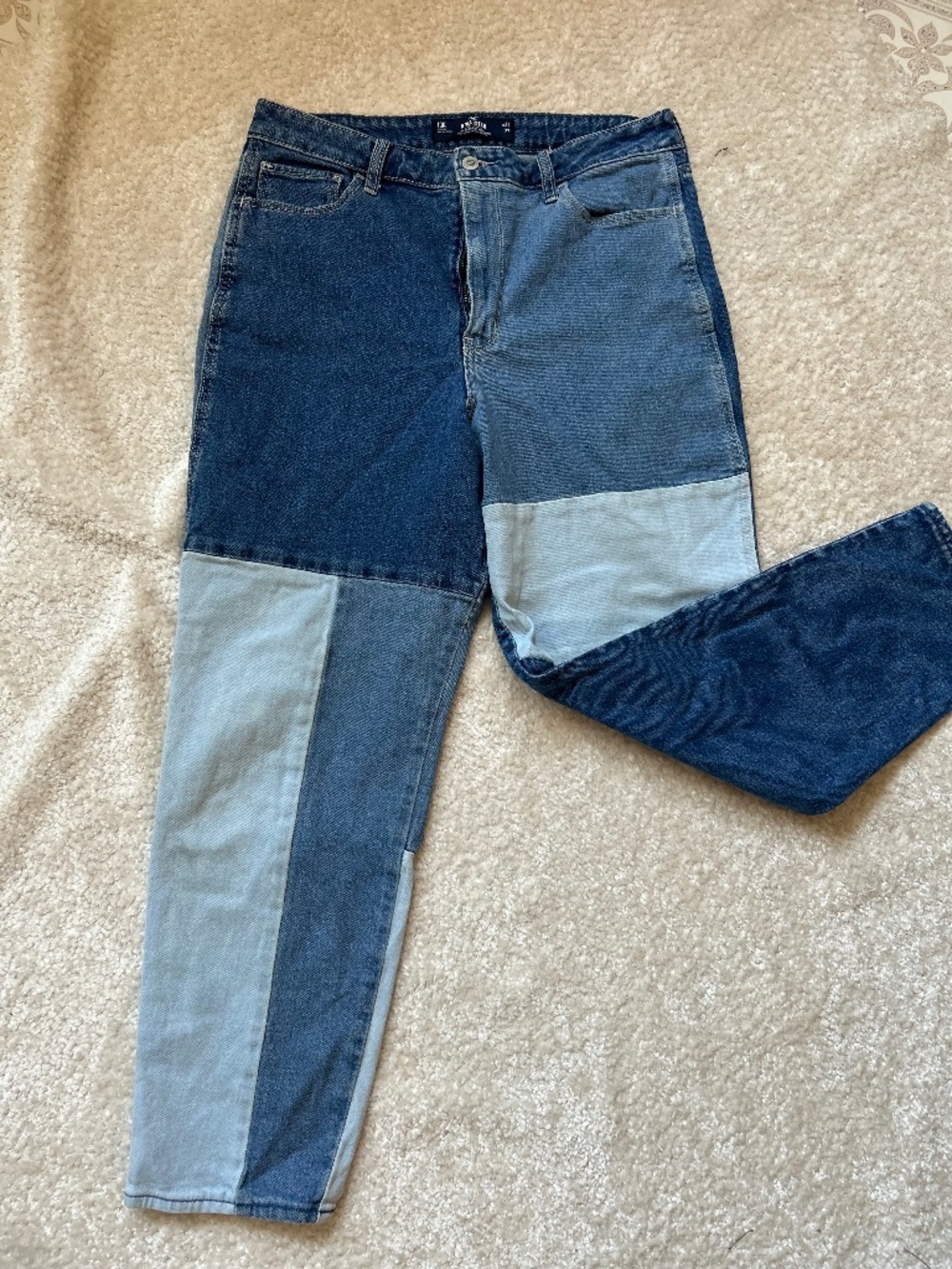 Hollister multi-tone ultra high-rise patchwork mom jeans